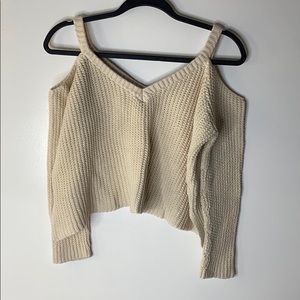 LA Hearts Beige Knit Off the Shoulder Sweater